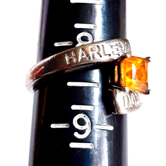 Harley Davidson Franklin Mint November Citrine Birthstone Ring Size 8 - Picture 7 of 9